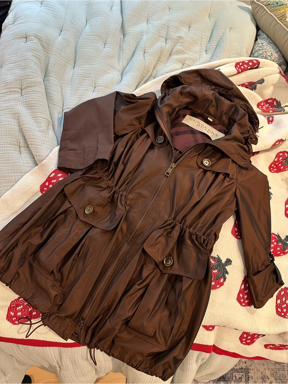 Burberry bronze/brown Hooded Raincoat